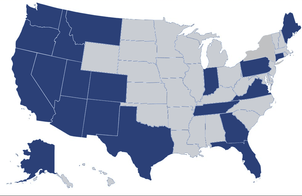 Map of states where Paul Aaron Jelinek is licensed