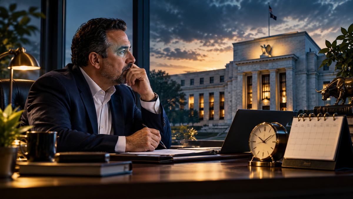 Calendar and clock on a financial analyst’s desk