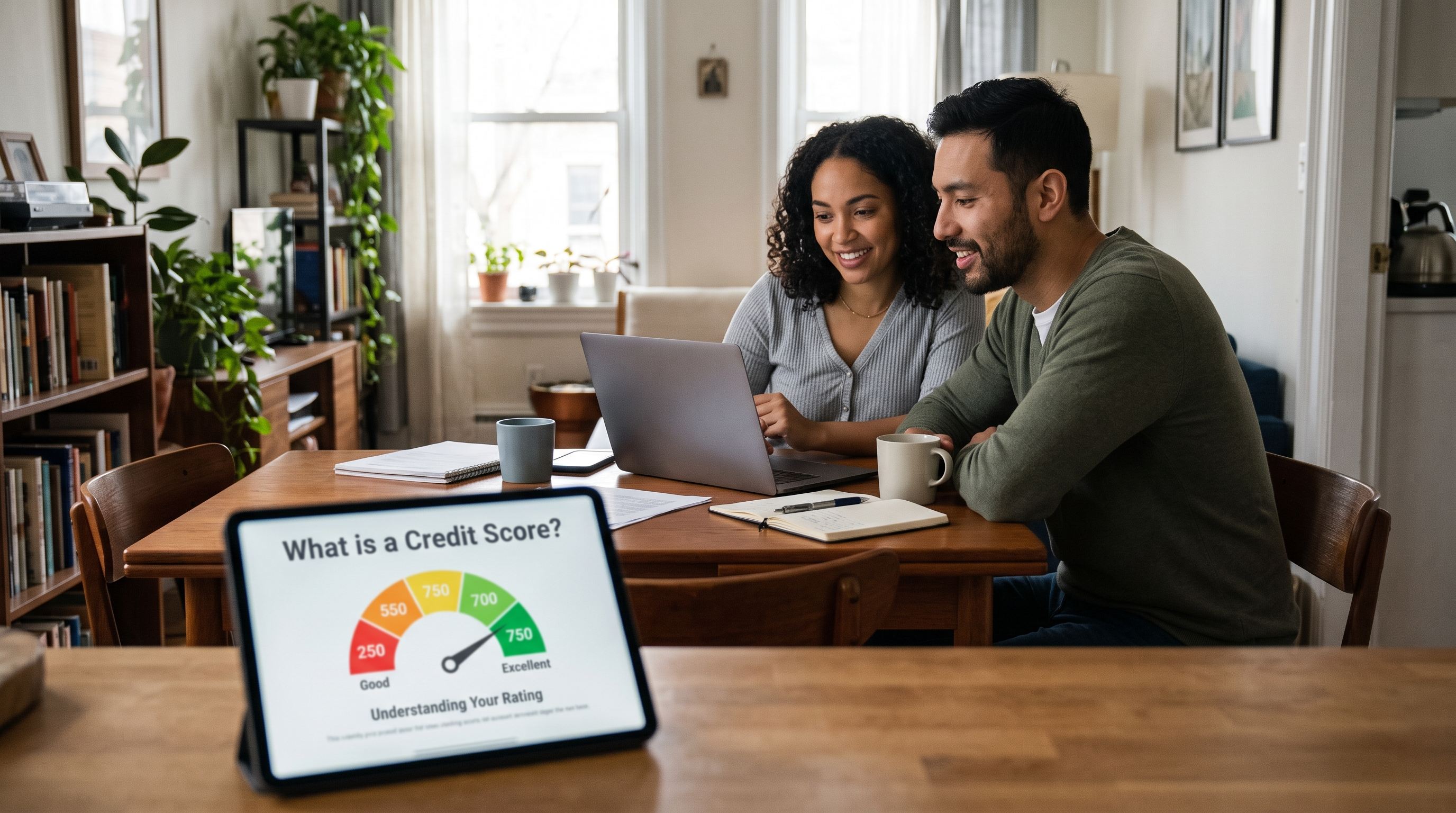 Couple checking credit