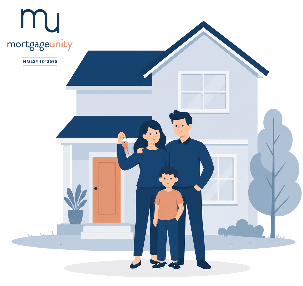 Family holding the keys to their new home